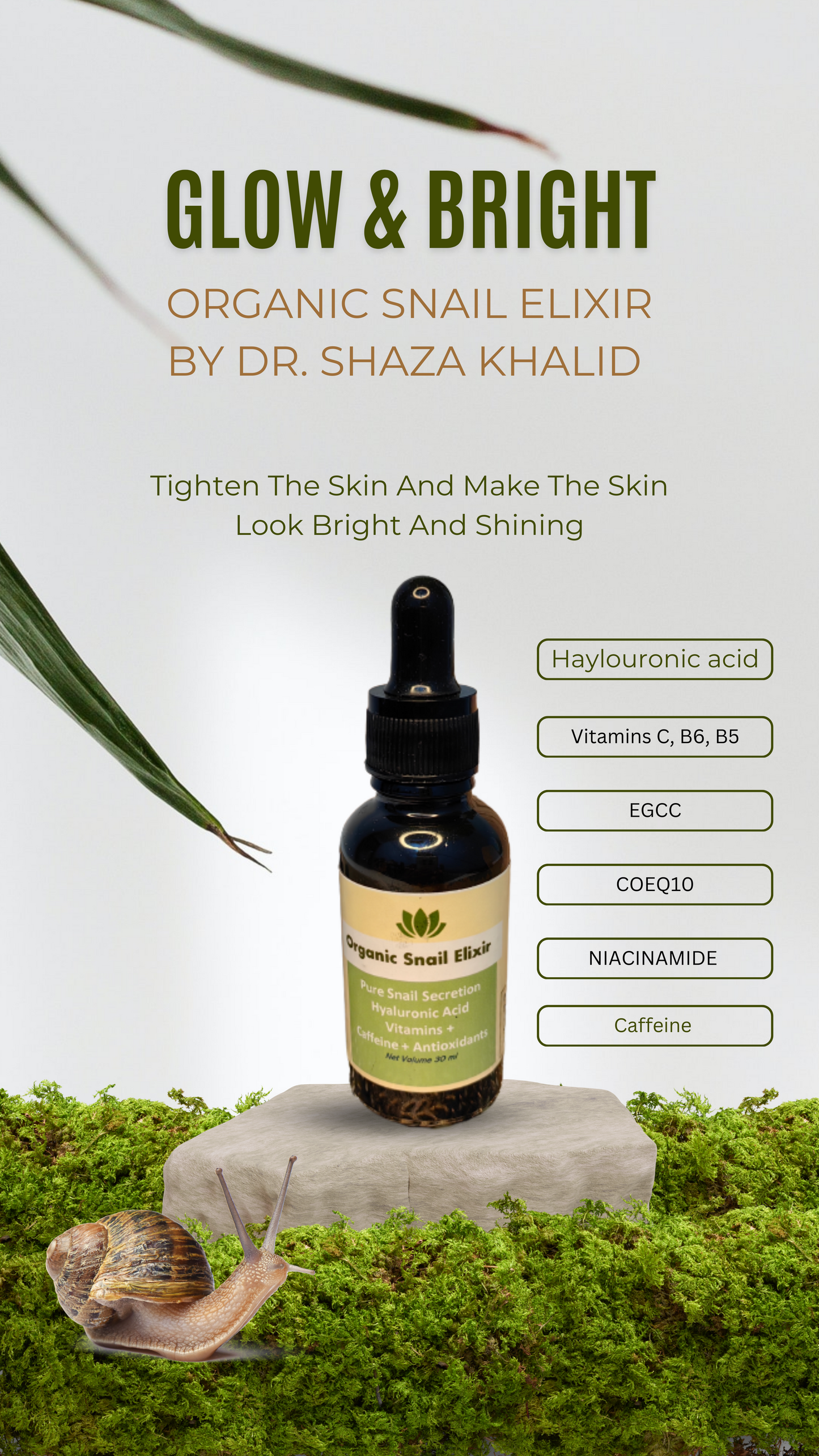 Organic Snail Elixir Serum by Dr.Shaza Khalid